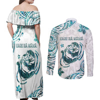 New Zealand Aotearoa Hari Ra Mama Couples Matching Off Shoulder Maxi Dress and Long Sleeve Button Shirt A Mother's Love Is Like No Otter