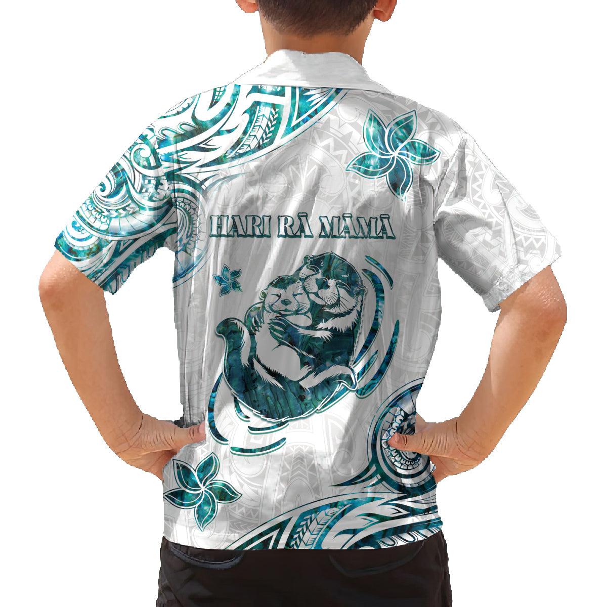 New Zealand Aotearoa Hari Ra Mama Family Matching Off Shoulder Short Dress and Hawaiian Shirt A Mother's Love Is Like No Otter