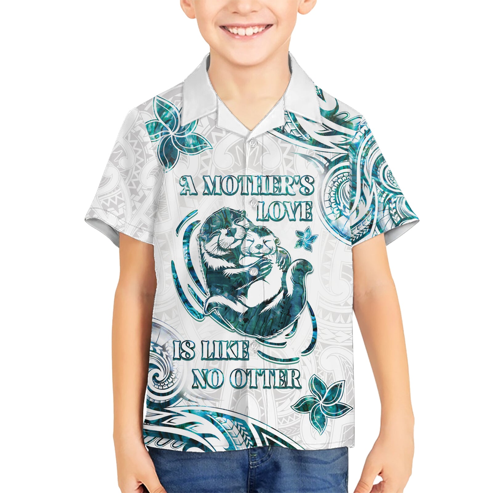 New Zealand Aotearoa Hari Ra Mama Kid Hawaiian Shirt A Mother's Love Is Like No Otter LT05 Kid White - Polynesian Pride