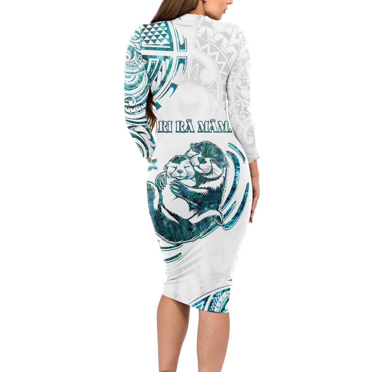 New Zealand Aotearoa Hari Ra Mama Long Sleeve Bodycon Dress A Mother's Love Is Like No Otter