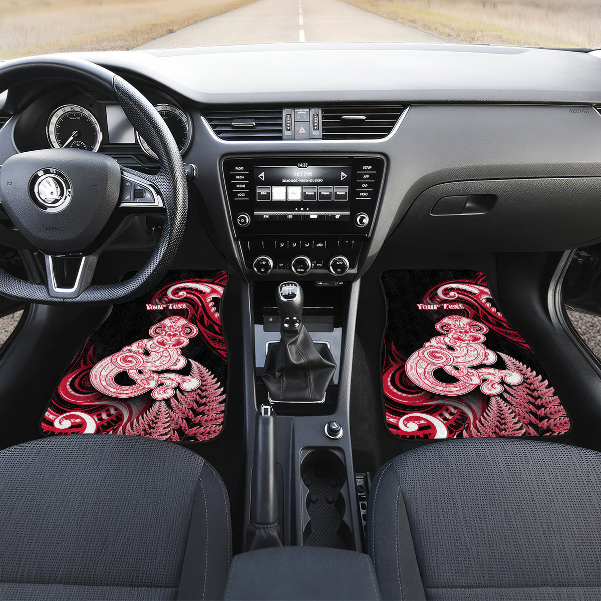Personalised New Zealand Maori Taniwha Car Mats Silver Fern Red Version