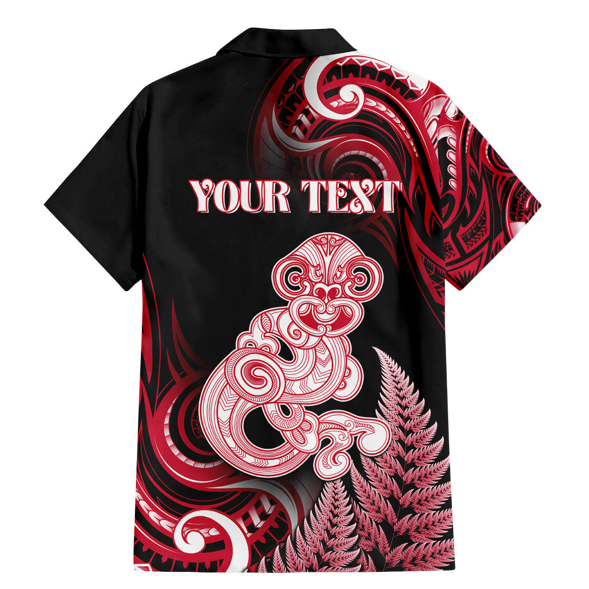 Personalised New Zealand Maori Taniwha Family Matching Mermaid Dress and Hawaiian Shirt Silver Fern Red Version