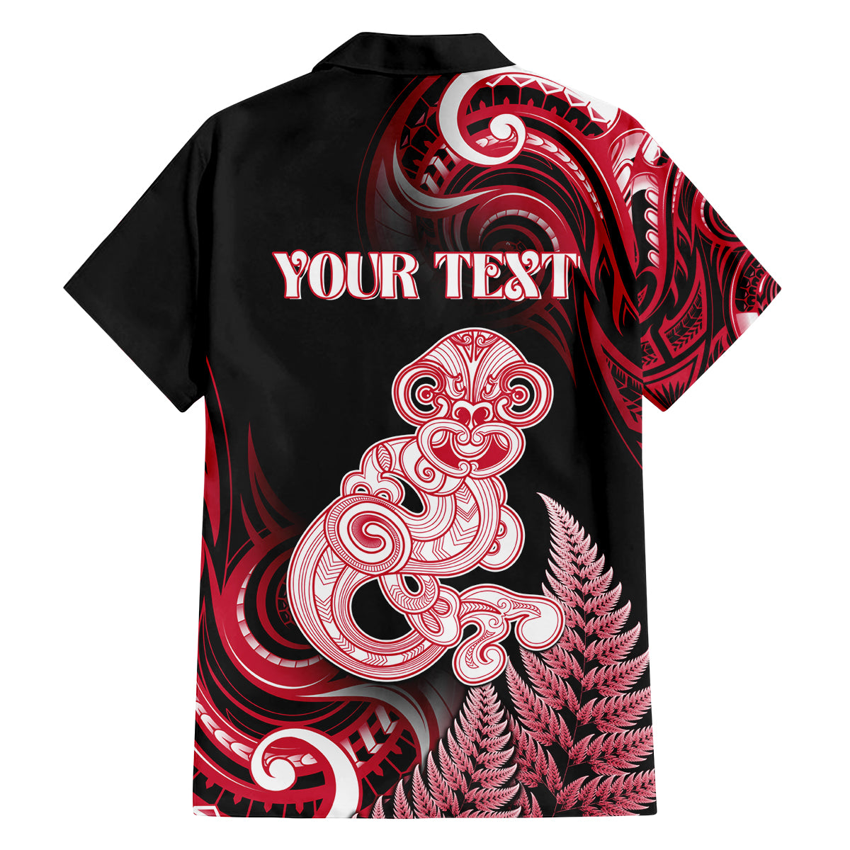 Personalised New Zealand Maori Taniwha Family Matching Puletasi and Hawaiian Shirt Silver Fern Red Version