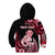 Personalised New Zealand Maori Taniwha Kid Hoodie Silver Fern Red Version