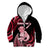 Personalised New Zealand Maori Taniwha Kid Hoodie Silver Fern Red Version