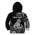 Personalised New Zealand Maori Taniwha Kid Hoodie Silver Fern Black Version