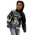 Personalised New Zealand Maori Taniwha Kid Hoodie Silver Fern Black Version