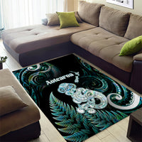New Zealand Maori Taniwha Area Rug Silver Fern Paua Shell Version