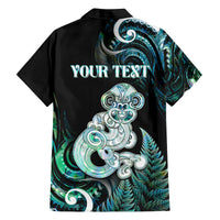Personalised New Zealand Maori Taniwha Family Matching Puletasi and Hawaiian Shirt Silver Fern Paua Shell Version