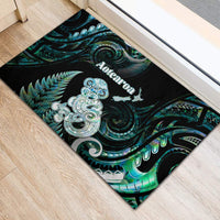 New Zealand Maori Taniwha Rubber Doormat Silver Fern Paua Shell Version