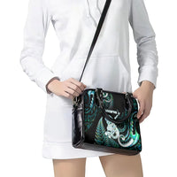 New Zealand Maori Taniwha Shoulder Handbag Silver Fern Paua Shell Version