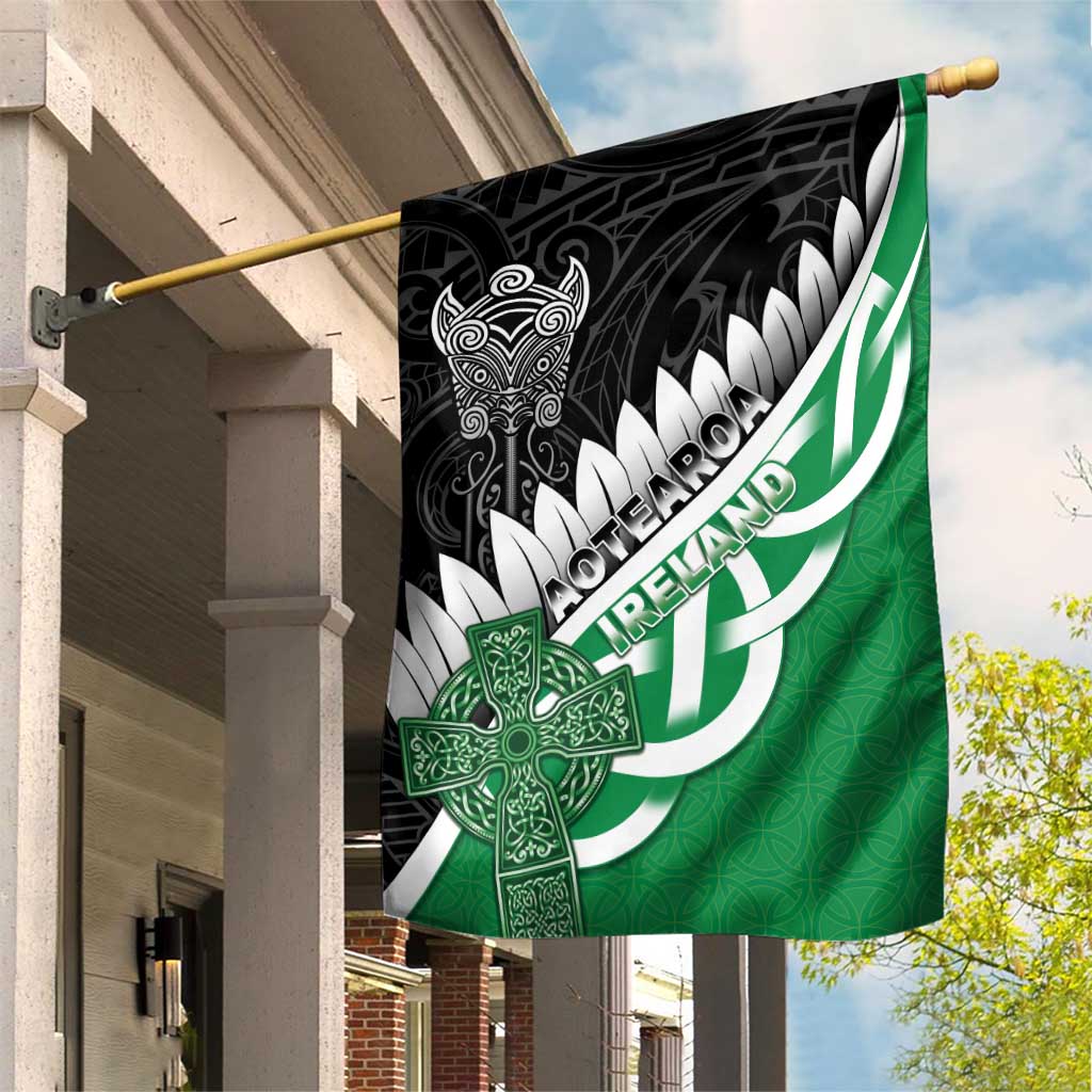 New Zealand And Ireland Rugby Garden Flag Silver Fern With Celtic Cross