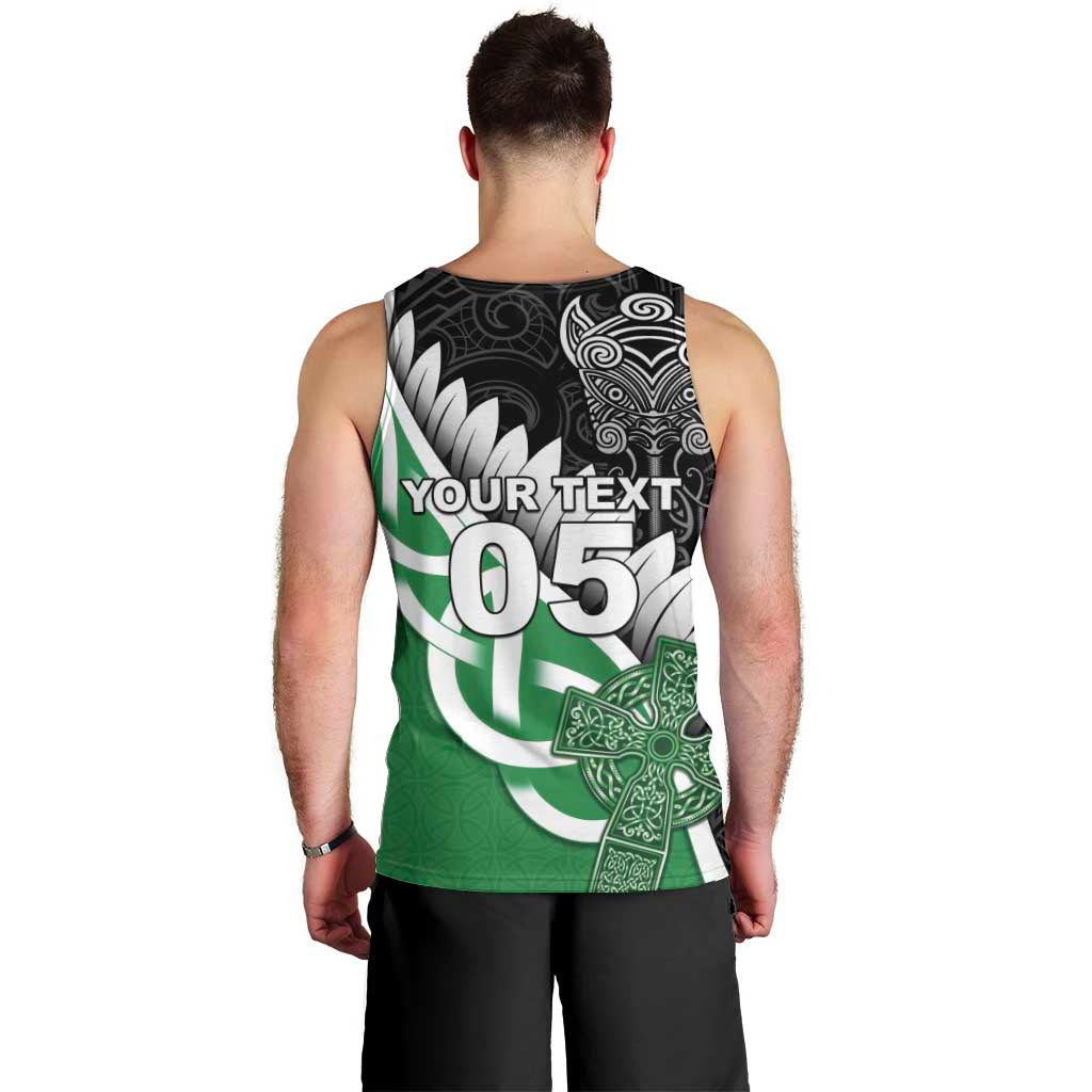 New Zealand And Ireland Rugby Custom Men Tank Top Silver Fern With Celtic Cross