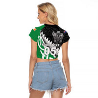 New Zealand And Ireland Rugby Custom Raglan Cropped T Shirt Silver Fern With Celtic Cross