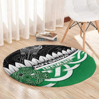 New Zealand And Ireland Rugby Round Carpet Silver Fern With Celtic Cross
