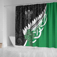 New Zealand And Ireland Rugby Shower Curtain Silver Fern With Celtic Cross