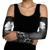Hawaii Hibiscus With Black Polynesian Pattern Arm Sleeves - Polynesian Pride