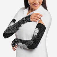 Hawaii Hibiscus With Black Polynesian Pattern Arm Sleeves - Polynesian Pride