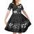 Hawaii Hibiscus With Black Polynesian Pattern Kid Short Sleeve Dress
