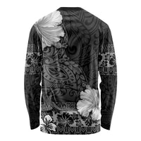 Hawaii Hibiscus With Black Polynesian Pattern Long Sleeve Shirt