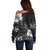 Hawaii Hibiscus With Black Polynesian Pattern Off Shoulder Sweater