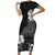Hawaii Hibiscus With Black Polynesian Pattern Short Sleeve Bodycon Dress LT05