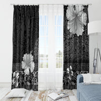 Hawaii Hibiscus With Black Polynesian Pattern Window Curtain LT05 - Polynesian Pride