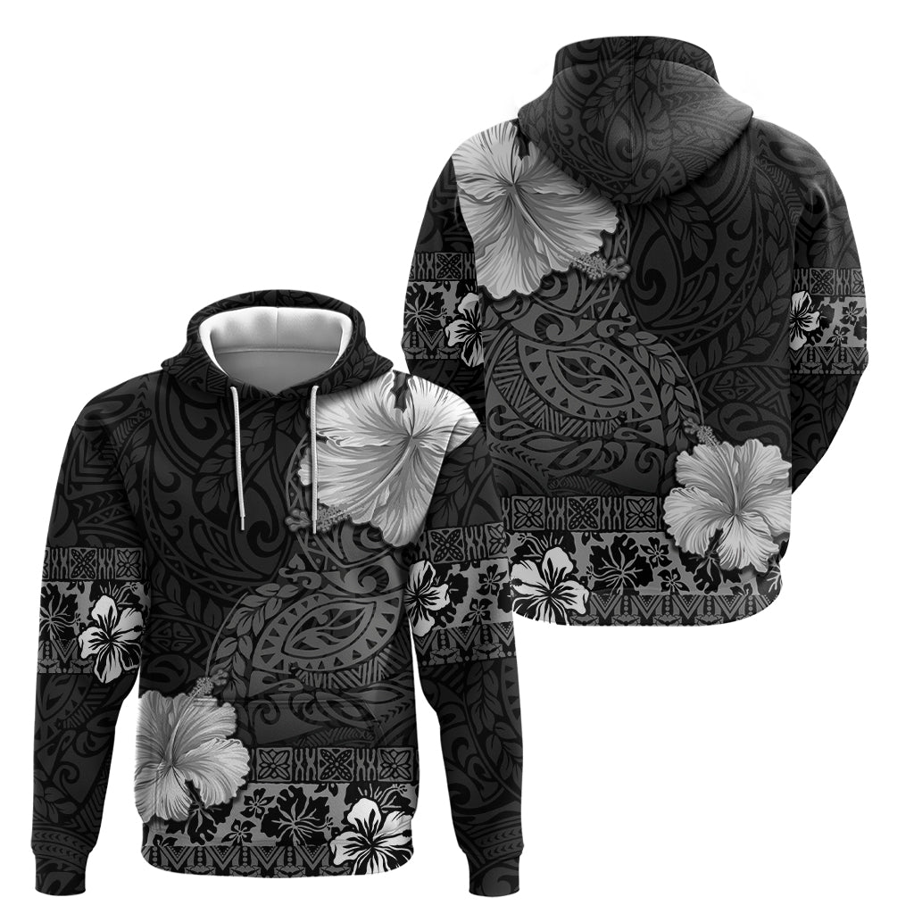 Hawaii Hibiscus With Black Polynesian Pattern Zip Hoodie