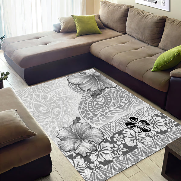 Hawaii Round Rug - Polynesian Pattern Hibiscus