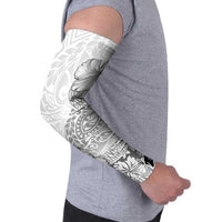 Hawaii Hibiscus With White Polynesian Pattern Arm Sleeves - Polynesian Pride