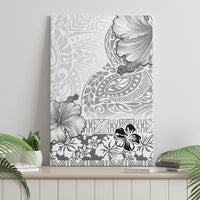 Hawaii Hibiscus With White Polynesian Pattern Canvas Wall Art