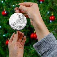 Hawaii Hibiscus With White Polynesian Pattern Ceramic Ornament