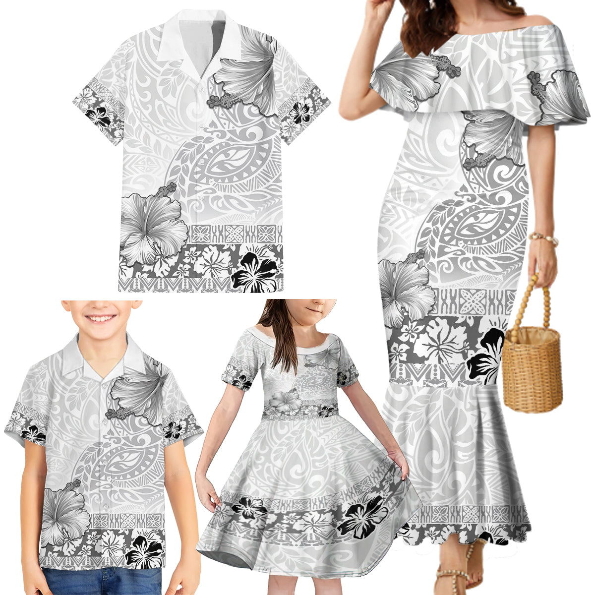 Hawaii  Family Matching Mermaid Dress and Hawaiian Shirts Hawaii  Family Matching Mermaid Dress and Hawaiian Shirts