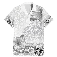 Hawaii Hibiscus With White Polynesian Pattern Family Matching Mermaid Dress and Hawaiian Shirt