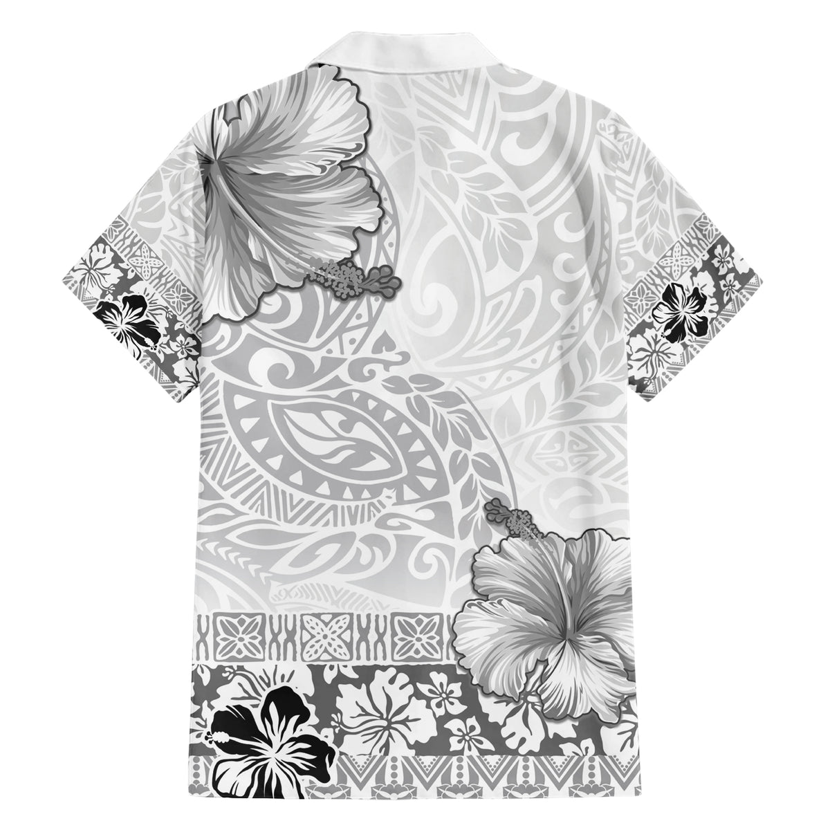 Hawaii Hibiscus With White Polynesian Pattern Family Matching Short Sleeve Bodycon Dress and Hawaiian Shirt
