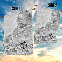 Hawaii Hibiscus With White Polynesian Pattern Garden Flag