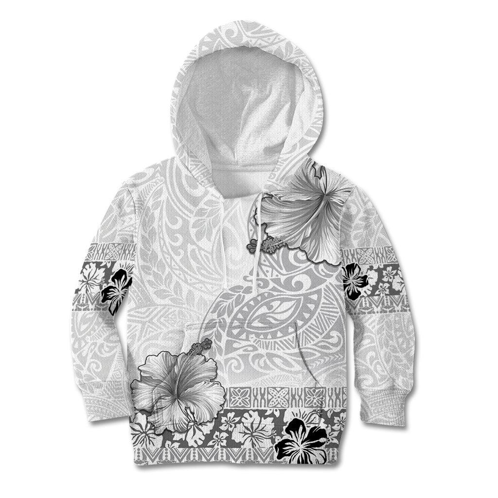 Hawaii Hibiscus With White Polynesian Pattern Kid Hoodie LT05 Hoodie White - Polynesian Pride