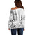 Hawaii Hibiscus With White Polynesian Pattern Off Shoulder Sweater