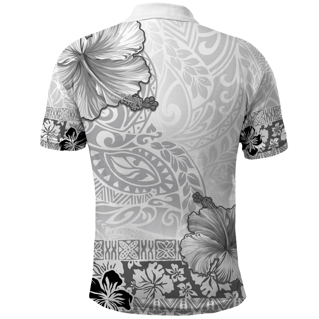 Hawaii Hibiscus With White Polynesian Pattern Polo Shirt LT05 - Polynesian Pride