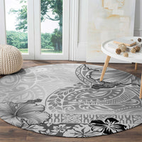 Hawaii Hibiscus With White Polynesian Pattern Round Carpet LT05 - Polynesian Pride