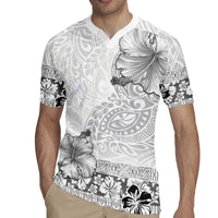 Hawaii Hibiscus With White Polynesian Pattern Rugby Jersey