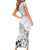 Hawaii Hibiscus With White Polynesian Pattern Short Sleeve Bodycon Dress