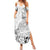 Hawaii Hibiscus With White Polynesian Pattern Summer Maxi Dress