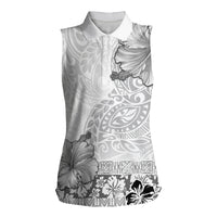 Hawaii Hibiscus With White Polynesian Pattern Women Sleeveless Polo Shirt