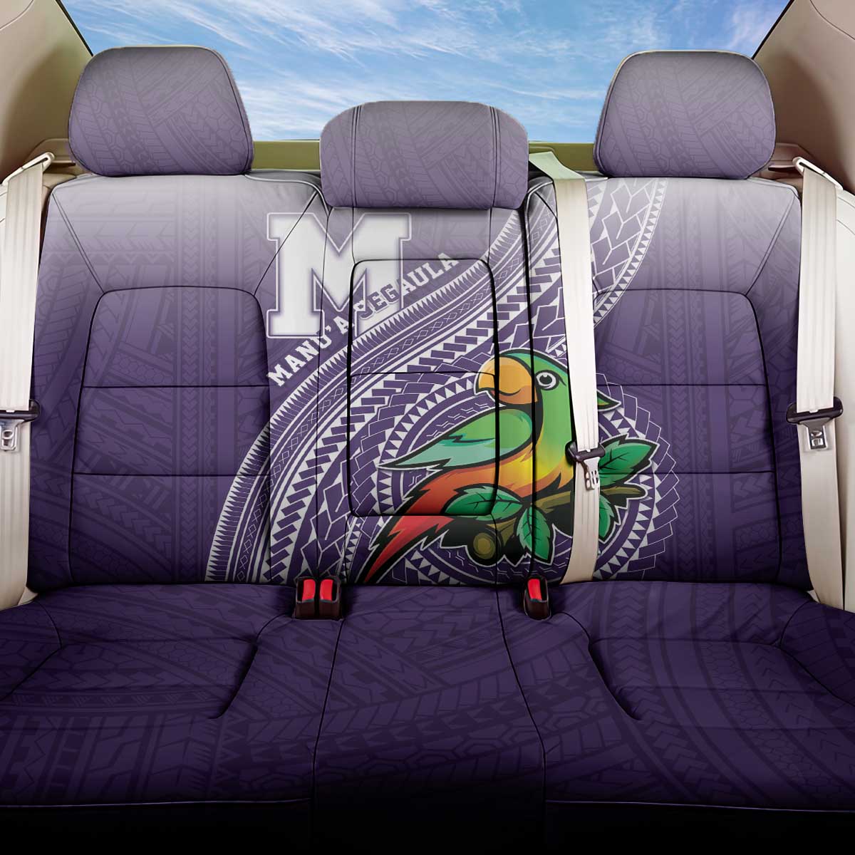 Manua High School Back Car Seat Cover Polynesian Tribal Pattern LT05 One Size Purple - Polynesian Pride