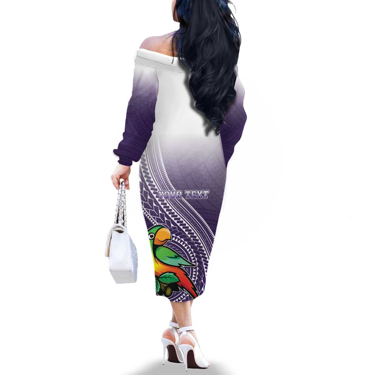 Personalized Manua High School Family Matching Off The Shoulder Long Sleeve Dress and Hawaiian Shirt Polynesian Tribal Pattern