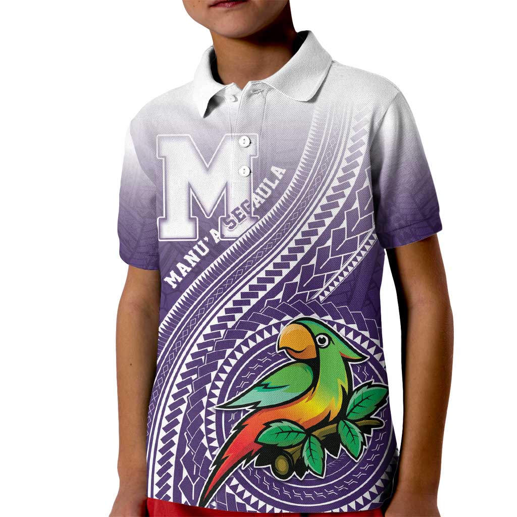 Personalized Manua High School Kid Polo Shirt Polynesian Tribal Pattern LT05 Kid Purple - Polynesian Pride