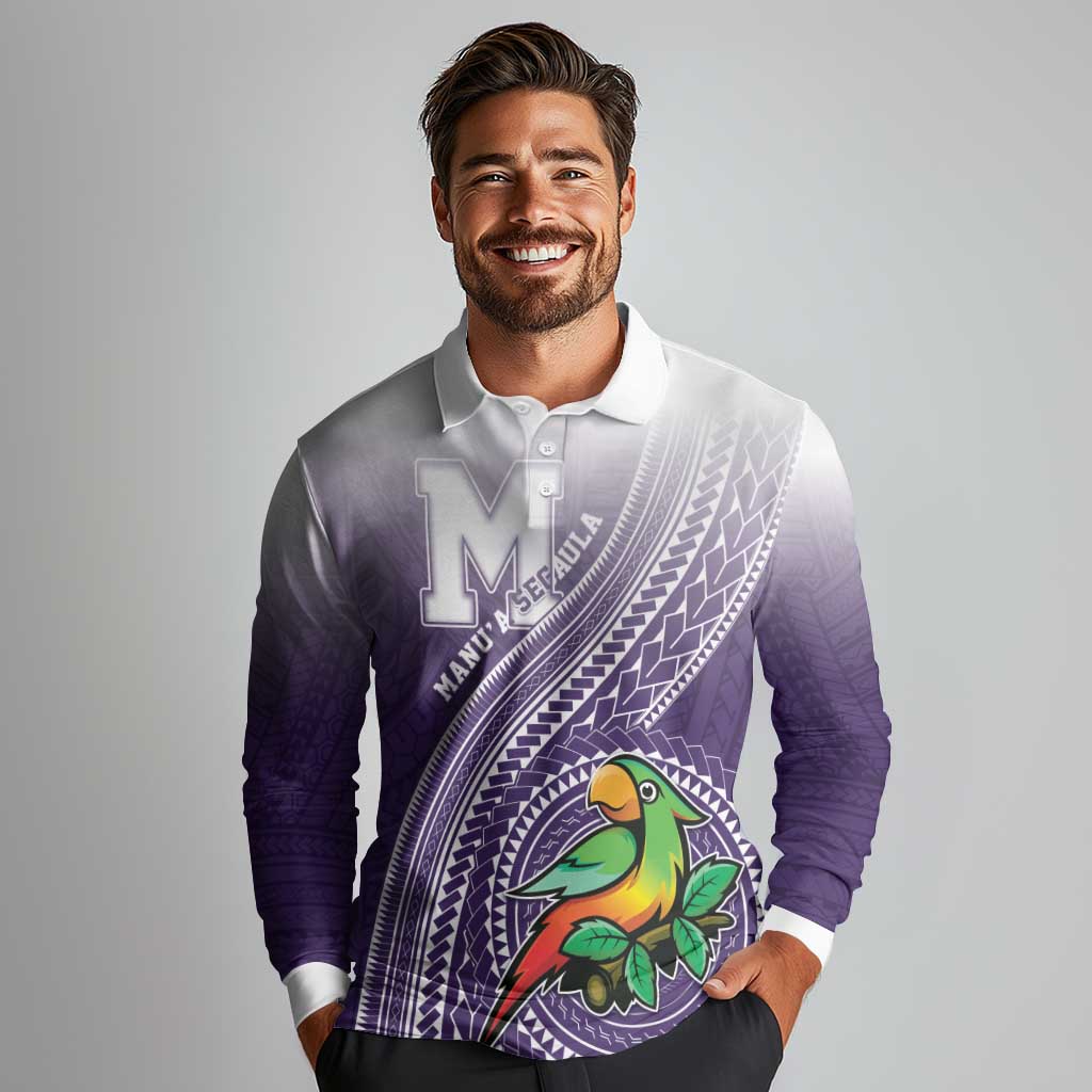 Personalized Manua High School Long Sleeve Polo Shirt Polynesian Tribal Pattern LT05 - Polynesian Pride