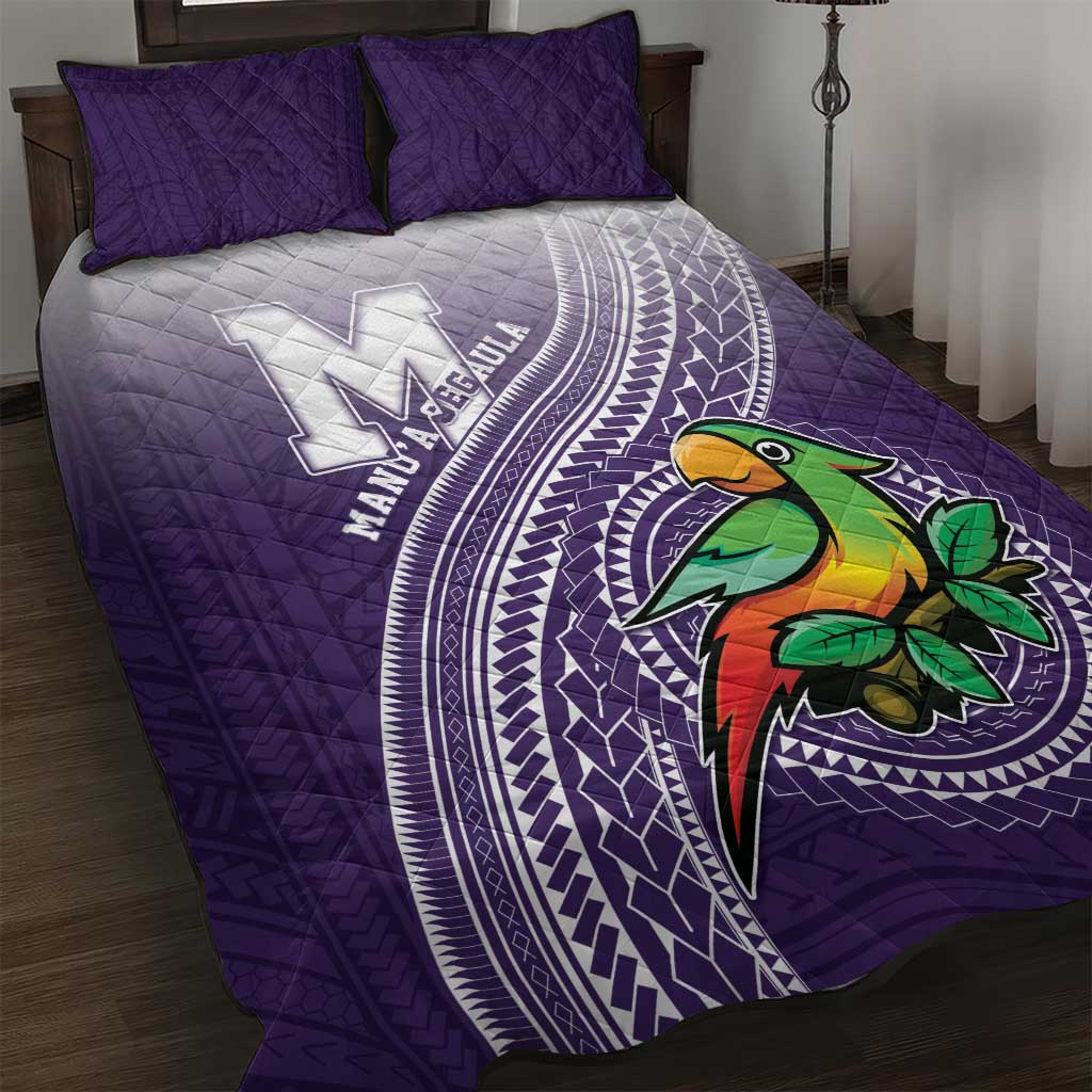 Manua High School Quilt Bed Set Polynesian Tribal Pattern LT05 Purple - Polynesian Pride