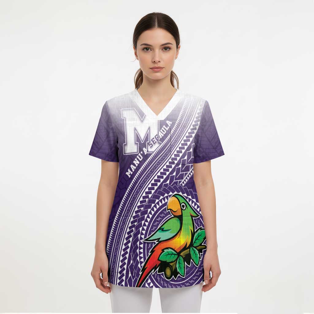 Personalized Manua High School Scrub Top Polynesian Tribal Pattern - Polynesian Pride